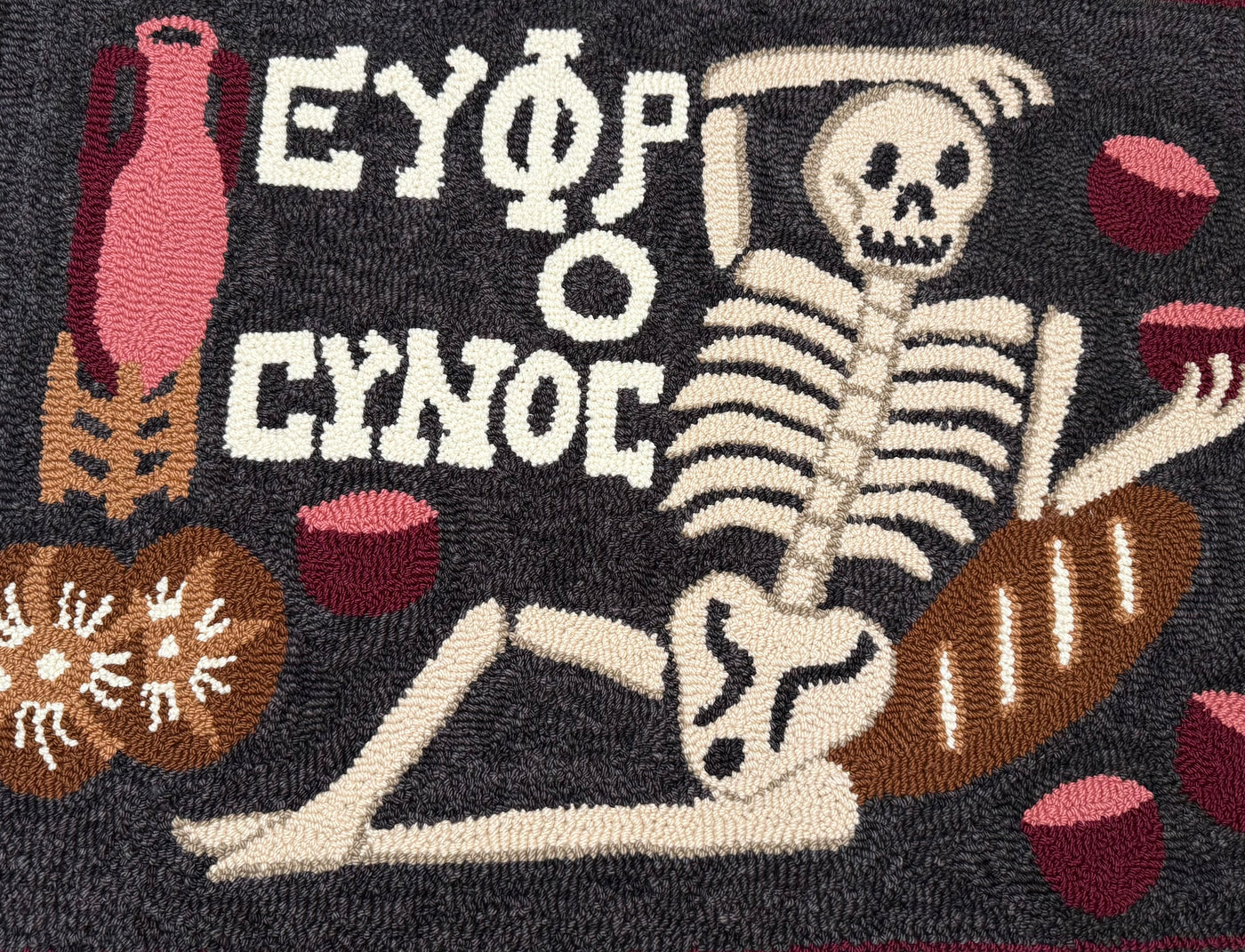 "Enjoy Life" Custom Hand-Punched Wool Door Mat Rug – One-of-a-Kind Functional Art (3' x 2')
