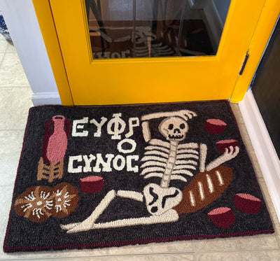 "Enjoy Life" Custom Hand-Punched Wool Door Mat Rug – One-of-a-Kind Functional Art (3' x 2')