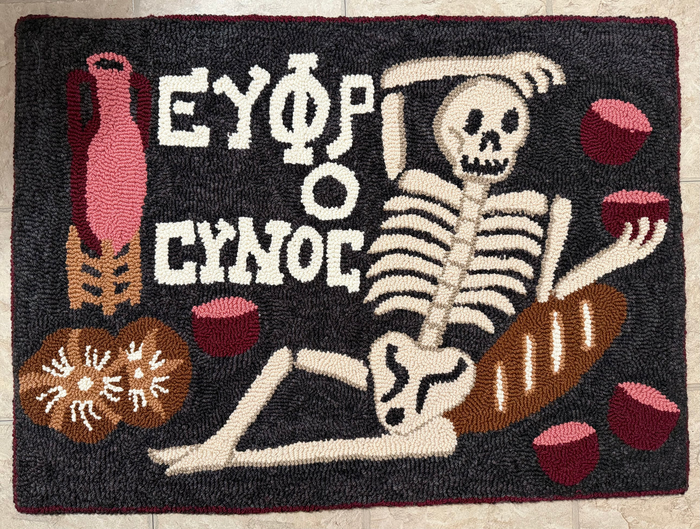 "Enjoy Life" Custom Hand-Punched Wool Door Mat Rug – One-of-a-Kind Functional Art (3' x 2')