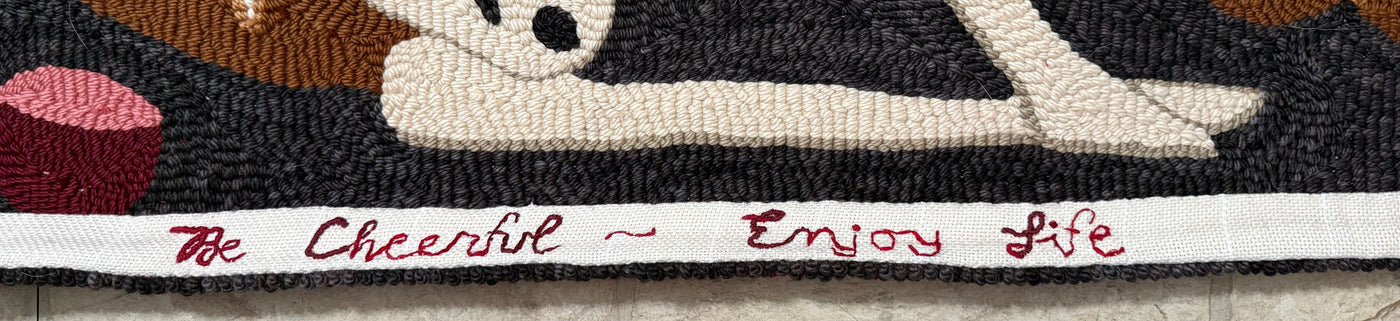 "Enjoy Life" Custom Hand-Punched Wool Door Mat Rug – One-of-a-Kind Functional Art (3' x 2')