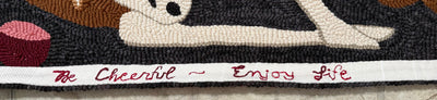 "Enjoy Life" Custom Hand-Punched Wool Door Mat Rug – One-of-a-Kind Functional Art (3' x 2')