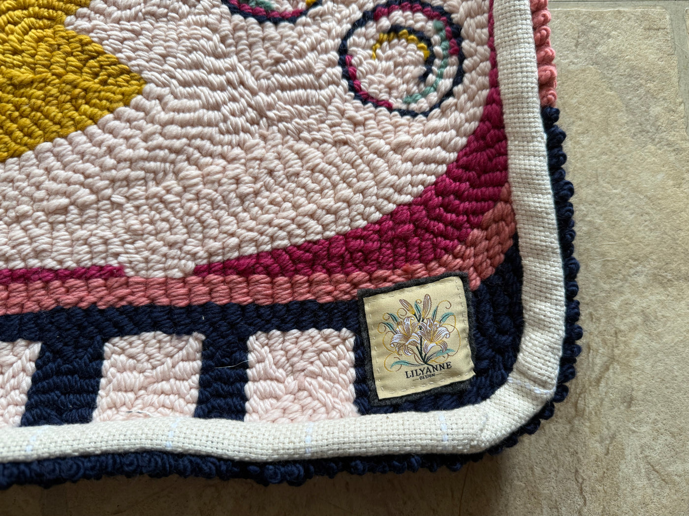 "Tinned Fish" Custom Hand-Punched Wool Door Mat Rug – One-of-a-Kind Functional Art (3' x 2')
