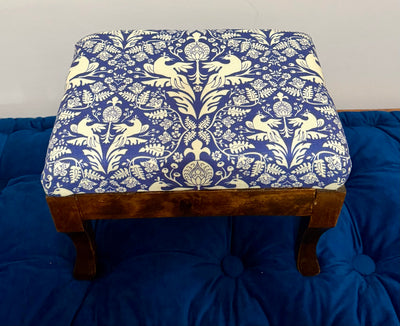 Aviary Damask Stool with Antique Base