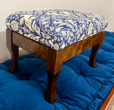 Aviary Damask Stool with Antique Base
