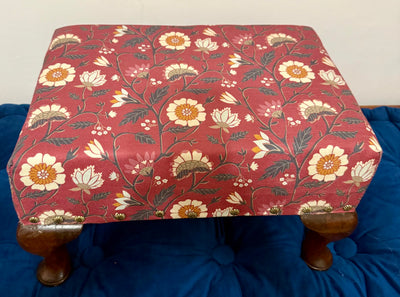 Indian Floral Antique Stool - B. Altman & Co. base