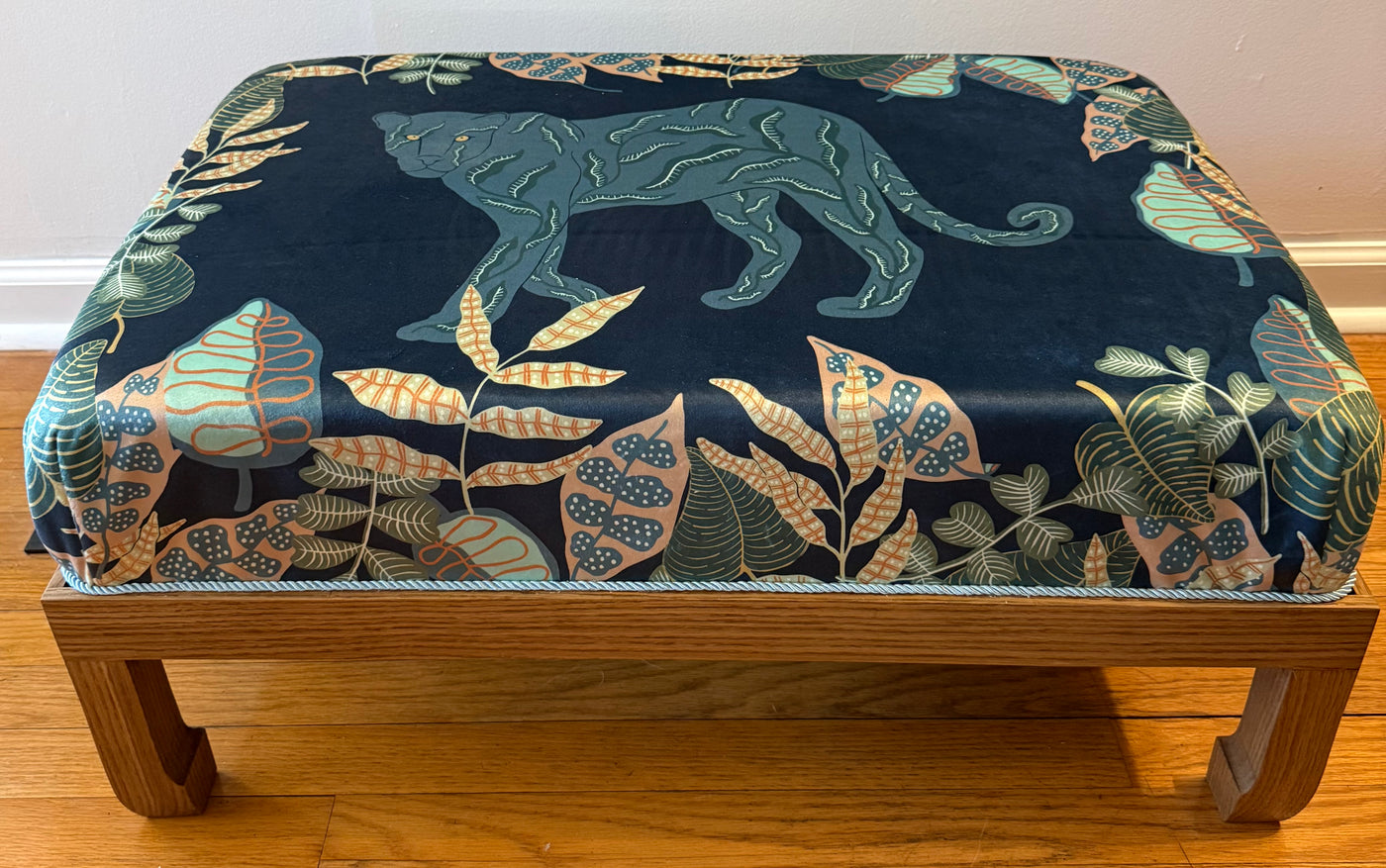 Jungle Flora Velvet Panther Stool