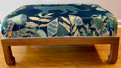 Jungle Flora Velvet Panther Stool