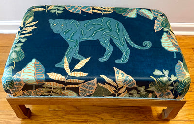 Jungle Flora Velvet Panther Stool