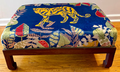 Jungle Flora Velvet Panther Stool