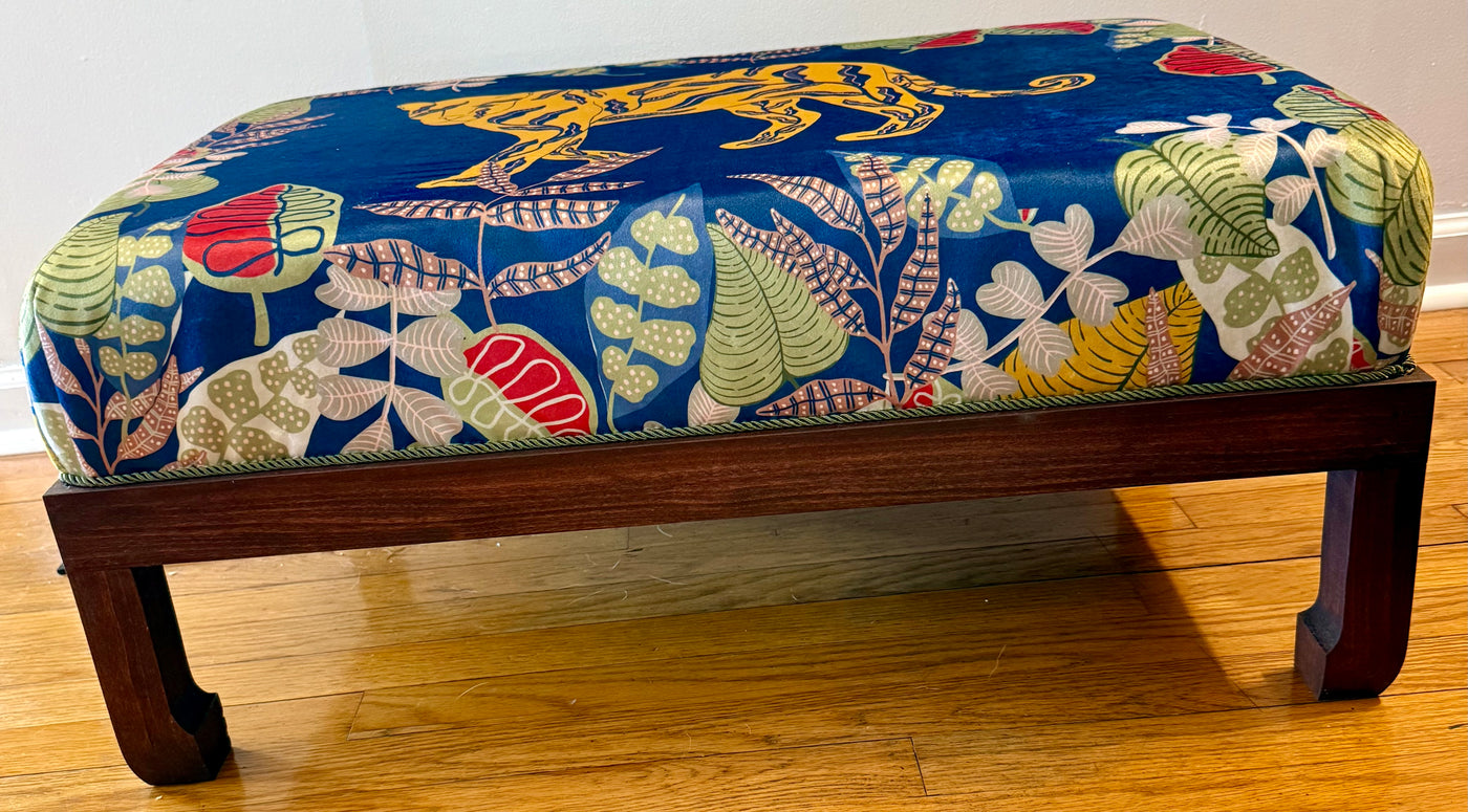 Jungle Flora Velvet Panther Stool