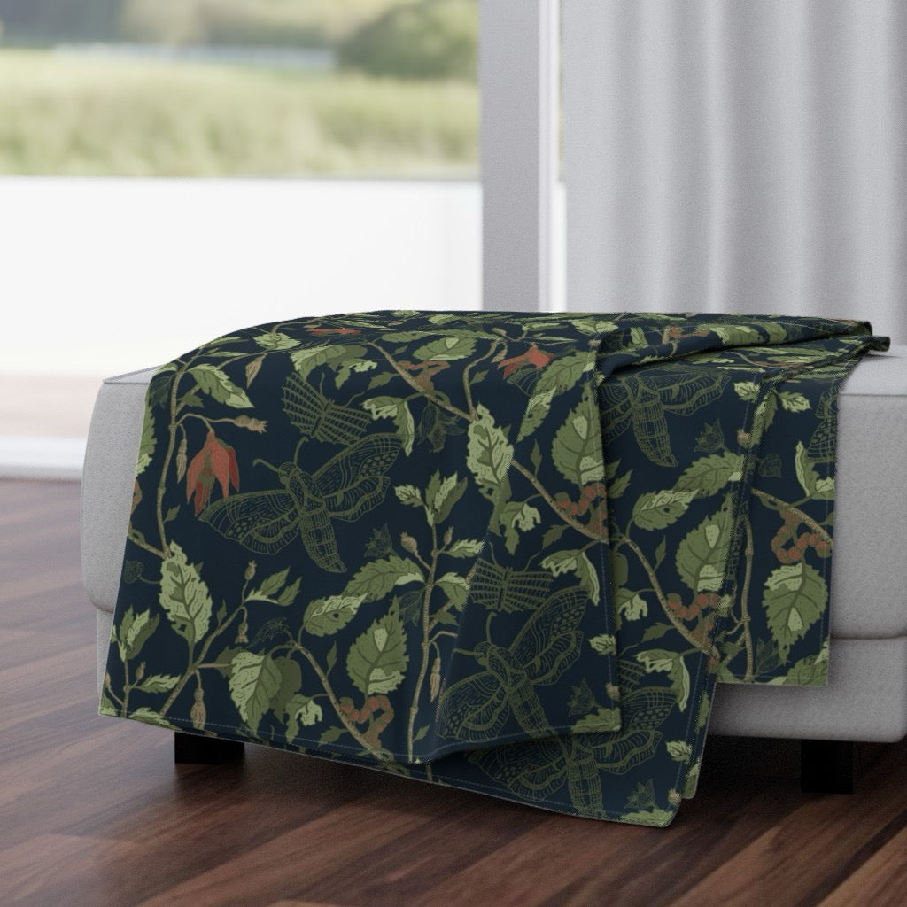 Umbral Bloom Velvet Throw Blanket