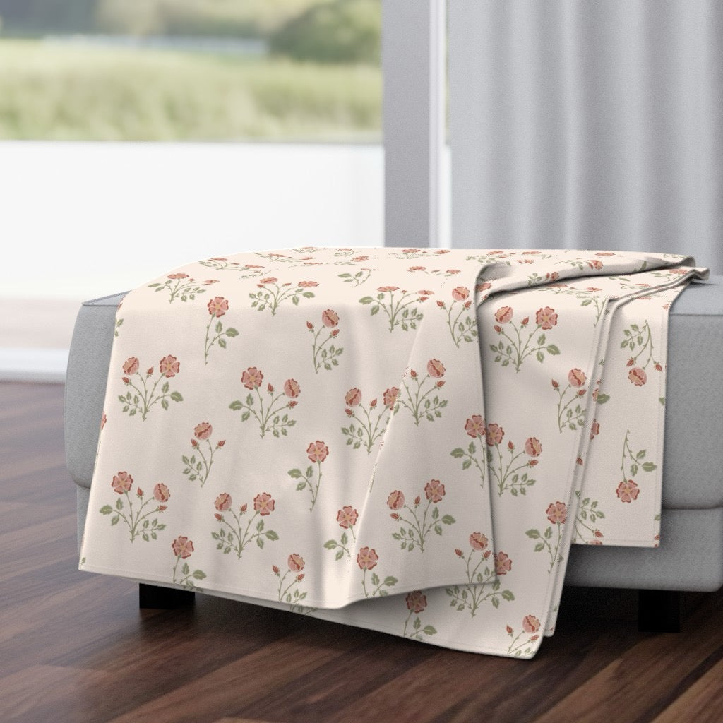 Rosehip Meadow Velvet Throw Blanket