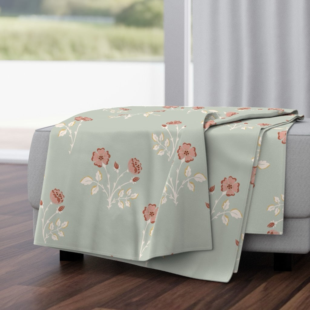 Rosehip Meadow Velvet Throw Blanket