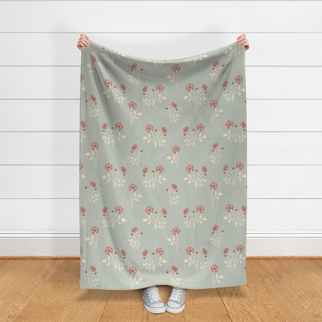 Rosehip Meadow Velvet Throw Blanket
