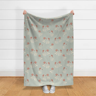 Rosehip Meadow Velvet Throw Blanket