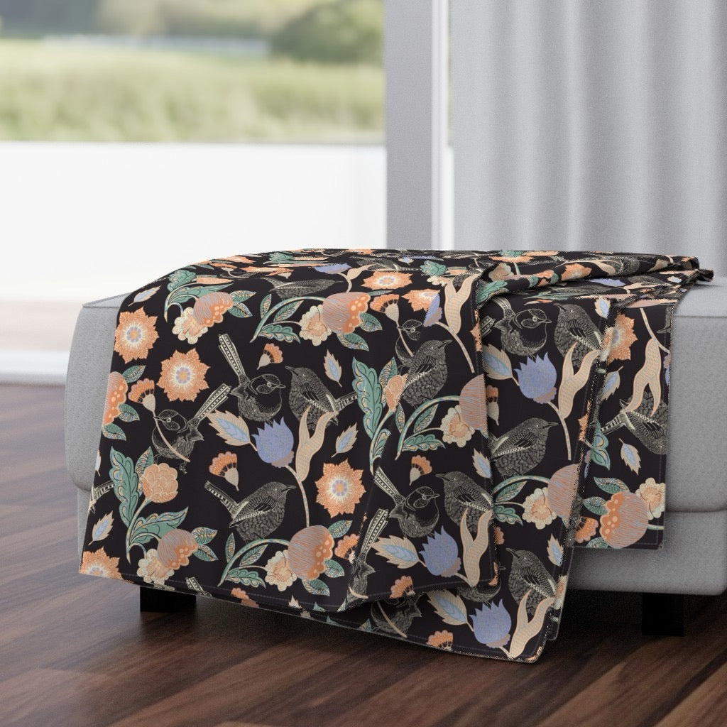 Meadow Song Velvet Throw Blanket