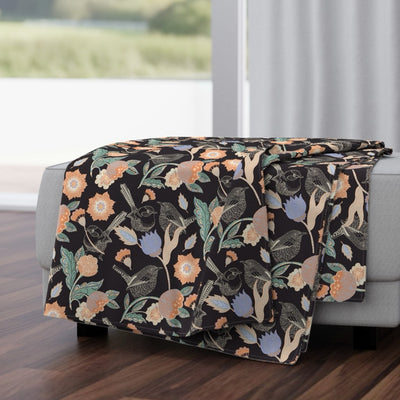 Meadow Song Velvet Throw Blanket