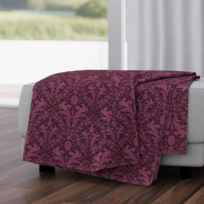 Aviary Damask Velvet Throw Blanket
