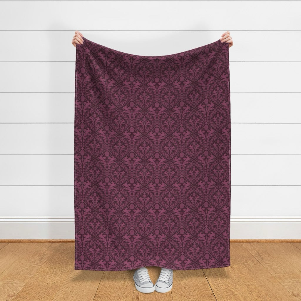 Aviary Damask Velvet Throw Blanket