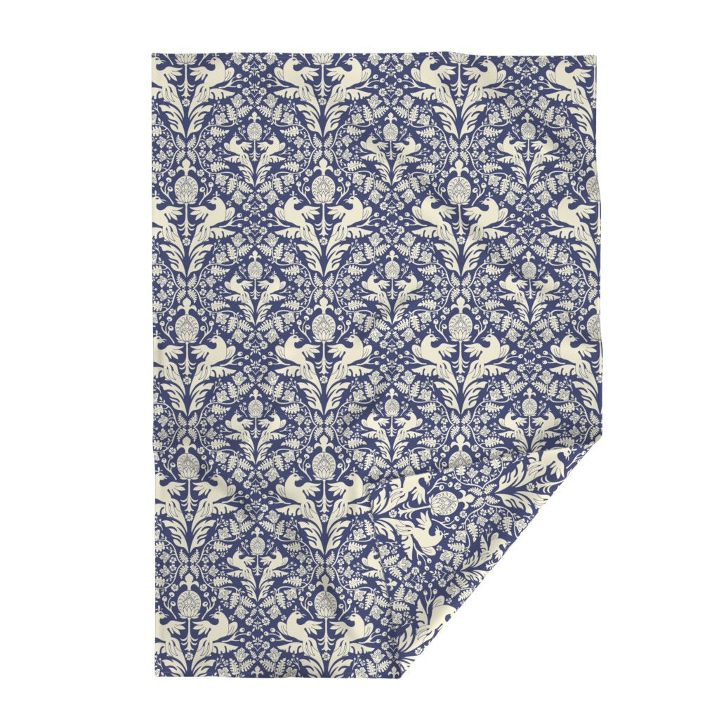 Aviary Damask Velvet Throw Blanket