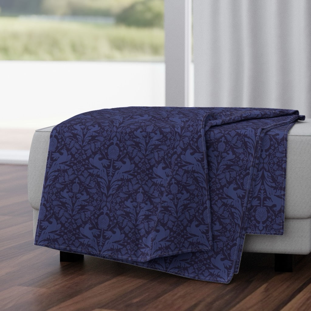 Aviary Damask Velvet Throw Blanket