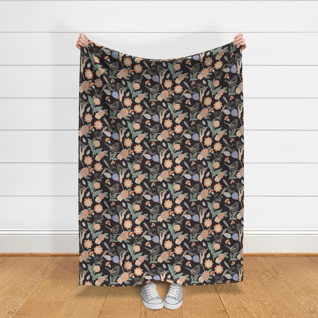 Meadow Song Velvet Throw Blanket