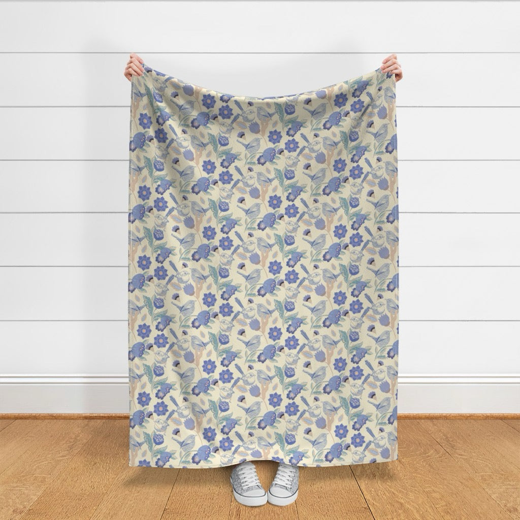 Meadow Song Velvet Throw Blanket