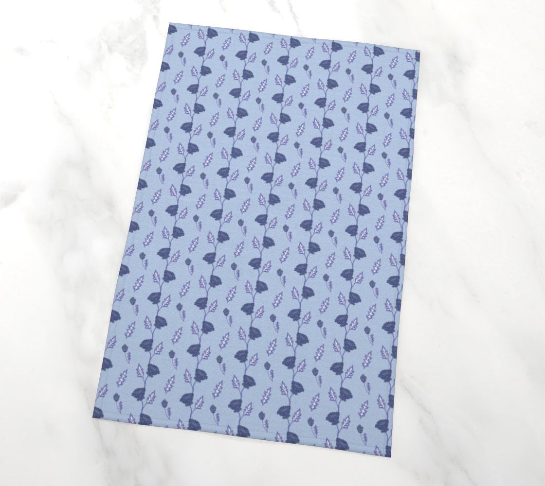 Tea Towel | Dark Blue Floral Stripe | Eco-Friendly | Vibrant, Fade Proof (17" x 26")