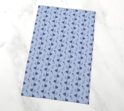 Tea Towel | Dark Blue Floral Stripe | Eco-Friendly | Vibrant, Fade Proof (17" x 26")