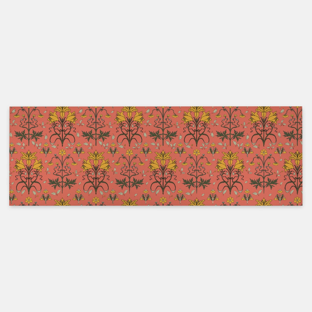 Lilies & Buttercups in Coral Pashmina Scarf
