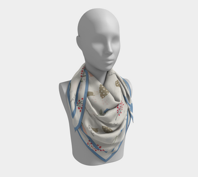 Field Guide Scarf - Botanical Mushroom Print in Cream