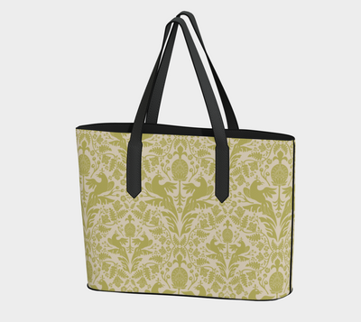 Verdant Aviary Damask Vegan Leather Tote