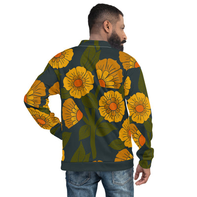 Yellow Bloom Unisex Bomber Jacket