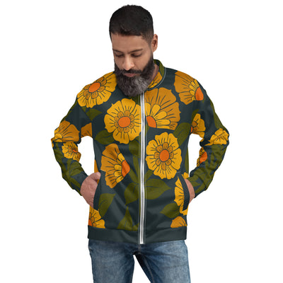 Yellow Bloom Unisex Bomber Jacket