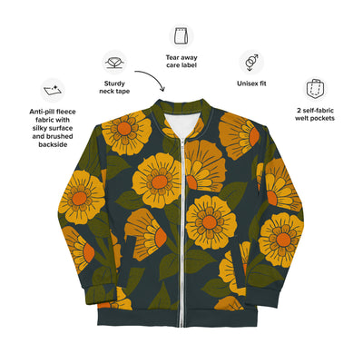 Yellow Bloom Unisex Bomber Jacket