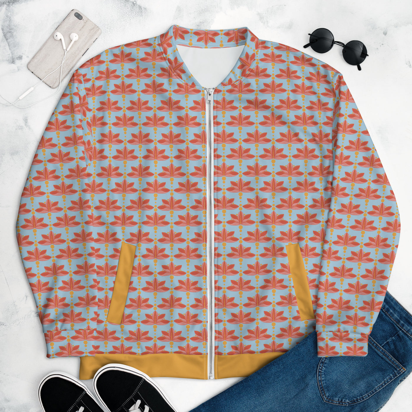Lotus Unisex Bomber Jacket