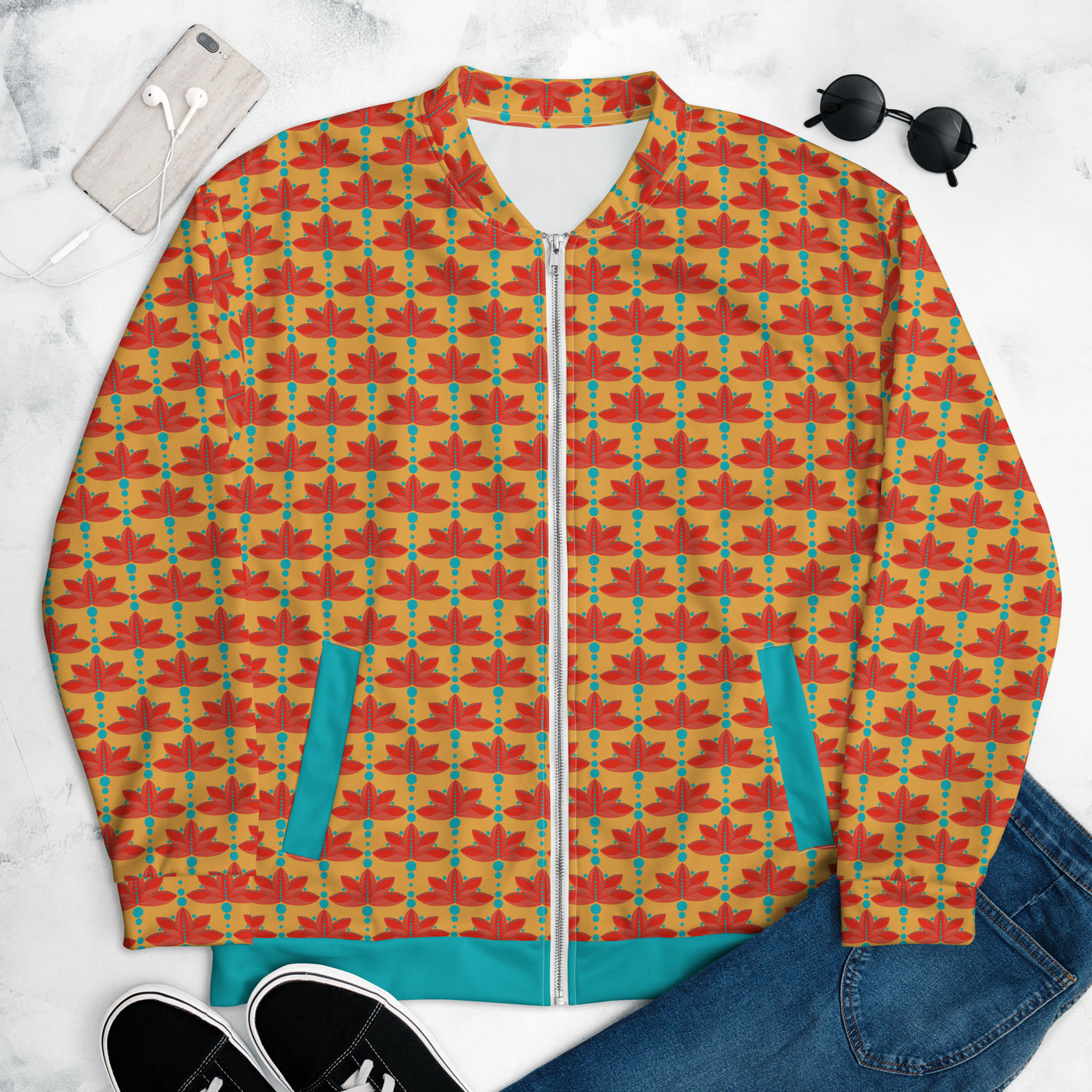 Lotus Unisex Bomber Jacket
