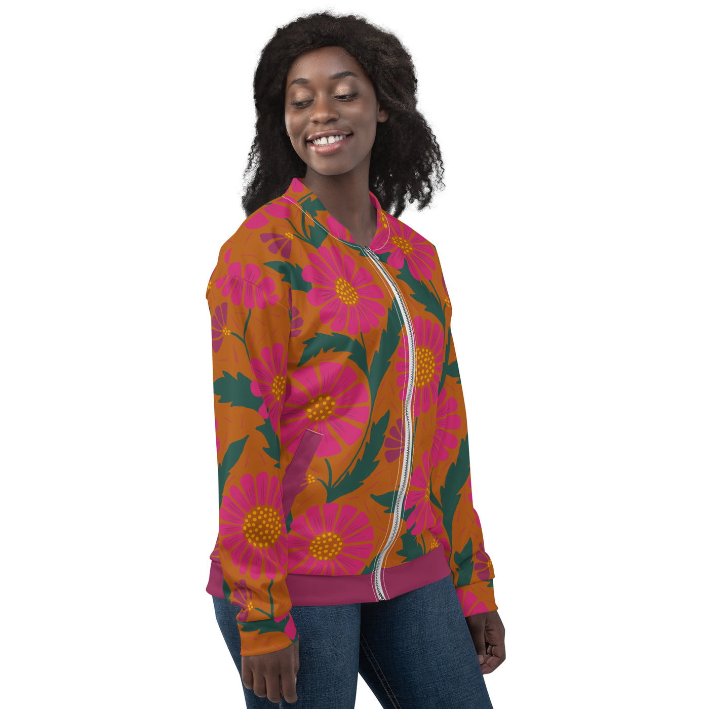Pink Daisies Unisex Bomber Jacket