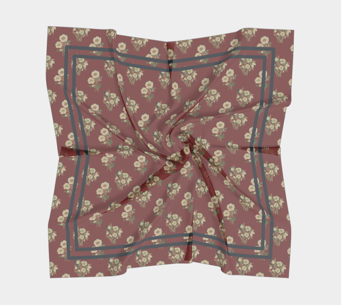 Nightshade Scatter Scarf - Hellebore Floral on Deep Crimson