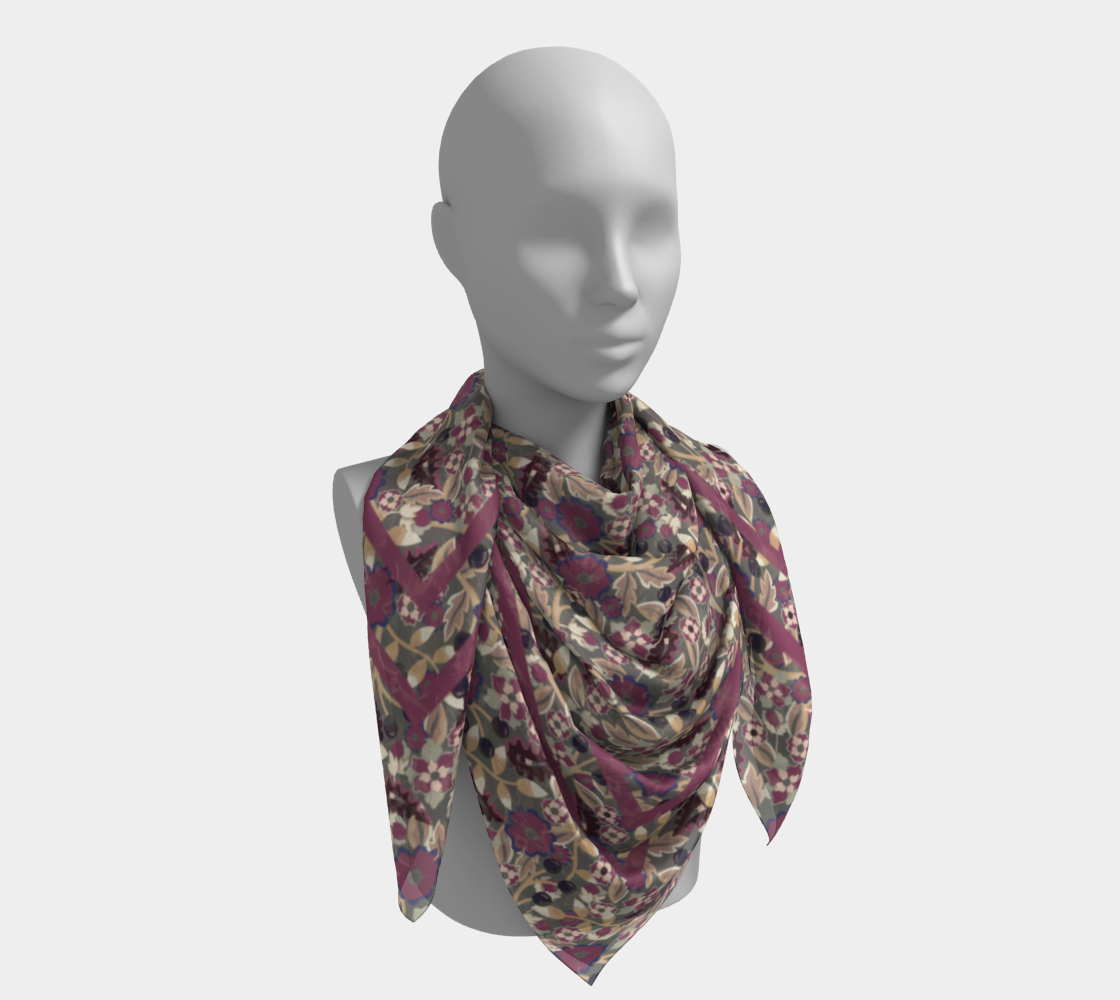 Berry Bramble Scarf - Vintage-Inspired Floral Vine Print in Green