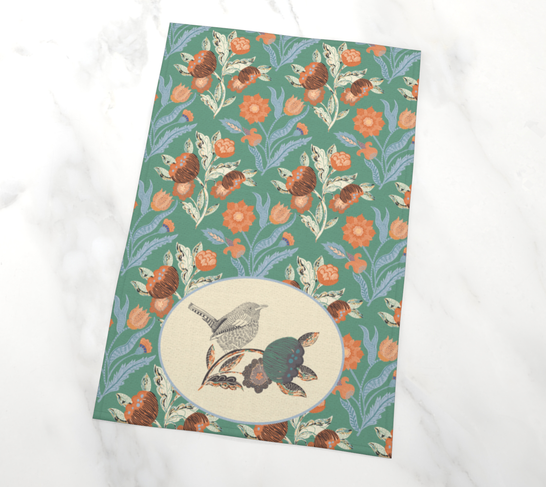 Eglantine Tangle in Green Tea Towel