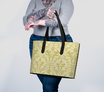 Verdant Aviary Damask Vegan Leather Tote