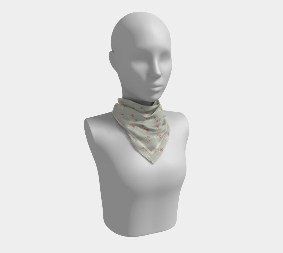Rosehip Meadow Scarf - Delicate Vintage Wildflower Print in Blue