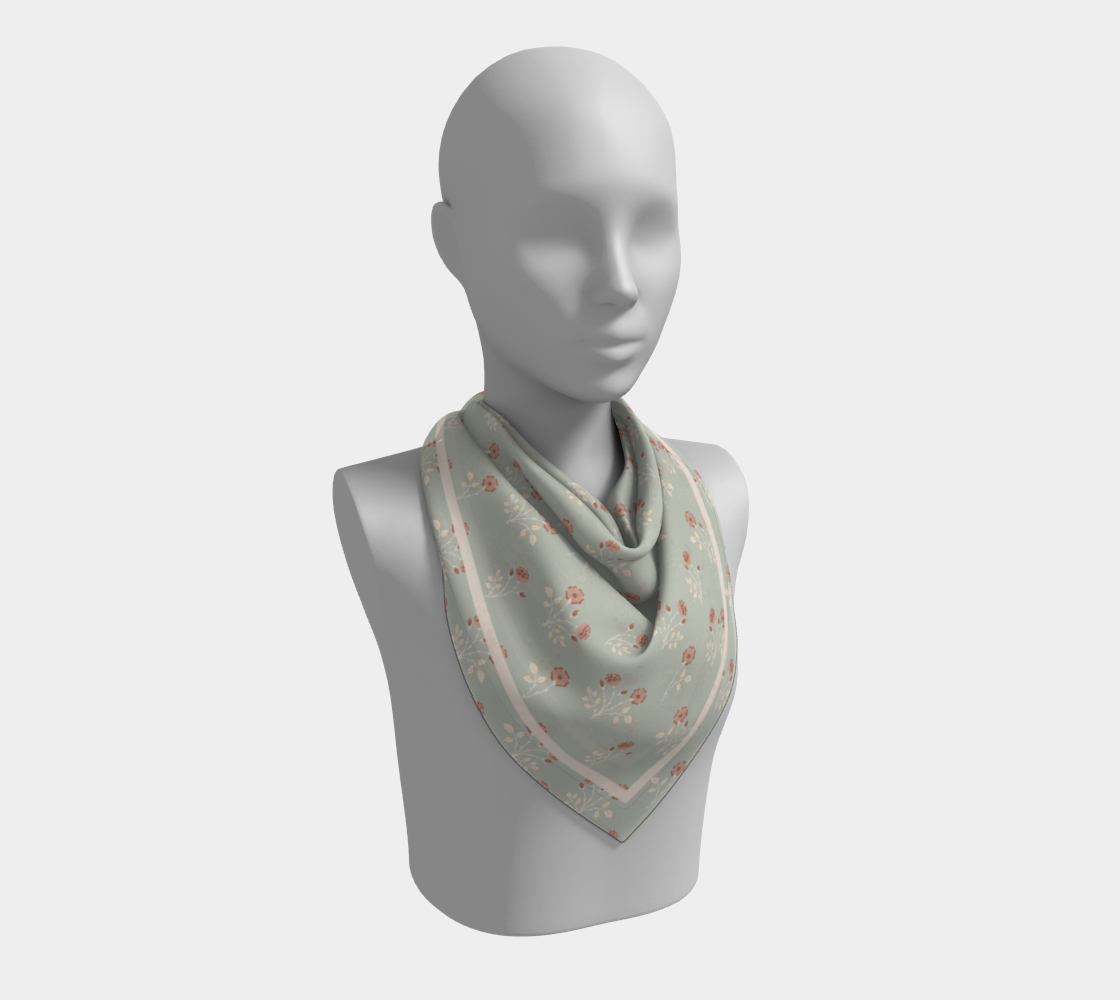 Rosehip Meadow Scarf - Delicate Vintage Wildflower Print in Blue