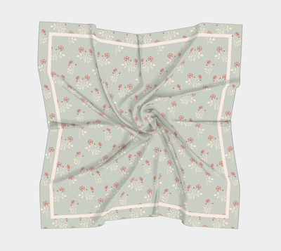 Rosehip Meadow Scarf - Delicate Vintage Wildflower Print in Blue
