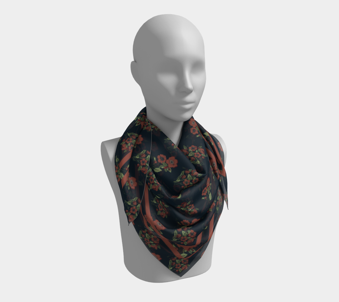 Nightshade Scatter Scarf - Hellebore Floral on Deep Blue