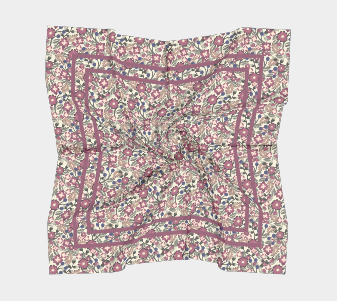 Berry Bramble Scarf - Vintage-Inspired Floral Vine Print in Cream