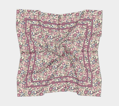 Berry Bramble Scarf - Vintage-Inspired Floral Vine Print in Cream