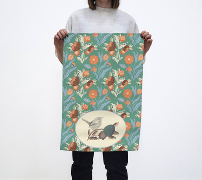 Eglantine Tangle in Green Tea Towel