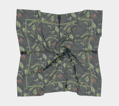 Umbral Bloom Scarf - Nocturnal Moth & Foliage Print in Blue